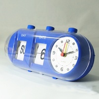 Jam Alarm Elektronik Silinder Kapsul Retro Kecil dengan Tampilan Kalender Tanggal/Hari, Tampilan Jarum, dan Fungsi Pembalik Halaman