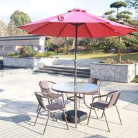 Ensemble table et chaises de style minimaliste moderne avec parasol pour patio/veranda/jardin - Trois pièces, imperméable, résistant au soleil, pour usage domestique