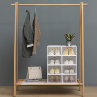 Boîte de rangement en plastique épaissie de type rabattable pour chaussures de sport et support organisateur de pantoufles pour la maison et la salle de bain