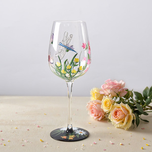 Verres à vin sans pied personnalisés avec logo coloré, <span class=keywords><strong>dessin</strong></span>és à la main, directement de l'usine, ensemble de verrerie créative pour fête - Product Image 5