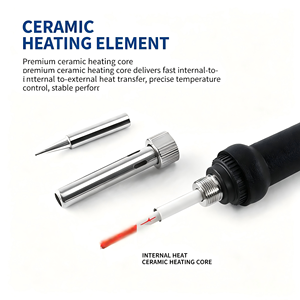 60W Adjustable Temp <b>Soldering</b> Iron <b>Kit</b> Blue EU Plug Welding Tool 5 Tips - Product Image 4