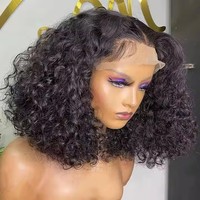 Perruque Courte Bouclée Bob 180% avec Lace Frontale HD 13x4 Cheveux Humains Brésiliens Remy Pré-Épilés Onde Profonde, Perruque sans Colle à Closure 5x5 pour Femmes