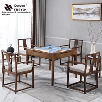 Machine à Mahjong Automatique Rotative, Table à Manger Double Usage, Table de Mahjong Domestique en Bois Massif à Faible Bruit, Design de Style Chinois