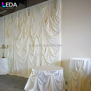 LEDA <b>Wedding</b> Backdrop Cream-Colored Satin Fabric Curtain Stage Decor Cloth for <b>Wedding</b> Arrangement - Product Image 2