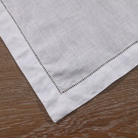 N068-PM Napperons de table en lin blanc 14"x20" brodables et imprimables, avec ourlet échelle, pour décoration de mariage et de Noël