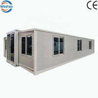 WinFair Conteneur préfabriqué moderne extensible à double aile de 40 pieds pour café, abri d'urgence ou villa éco-responsable