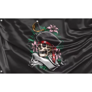3x5 FT Vivid Color Pirate with Flowers <b>Flags</b> Made in EU for Outdoor Indoor Events - Product Image 3