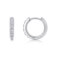 Boucles d'oreilles créoles en argent sterling 925 avec moissanite taille ronde pour femme, serties à griffes, couleur D, moissanite VVS1, boucles d'oreilles diamant