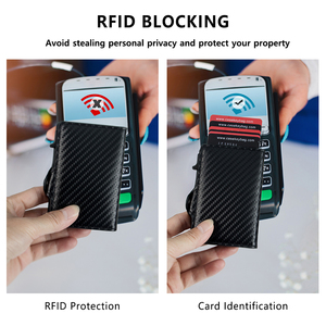 Casekey Slim Minimalist Carbon Fiber for up <b>Smart</b> <b>Wallet</b> Fashion Men's RFID Blocking PU Leather Credit Card Holder 5-7 Cards - Product Image 4