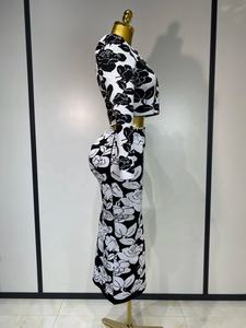 Completo Due Pezzi da Donna, <span class=keywords><strong>Abito</strong></span> Aderente a Maniche Lunghe in Jacquard, per Eventi di Gala, <span class=keywords><strong>Red</strong></span> <span class=keywords><strong>Carpet</strong></span>, Feste di Compleanno - Product Image 2