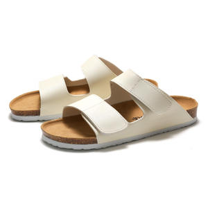 Wise Foot Chaussures <span class=keywords><strong>de</strong></span> <span class=keywords><strong>danse</strong></span> en liège pour hommes Pantoufles Trendy Student One-Word Double Strap Beach Dance Shoes Frosted Leather Summer Outdoor - Product Image 3