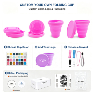 Stérilisateur de coupe menstruelle réutilisable en silicone de qualité médicale écologique et étui de rangement pliable, compatible <span class=keywords><strong>micro</strong></span>-<span class=keywords><strong>ondes</strong></span>, directement de l'usine OEM - Product Image 5