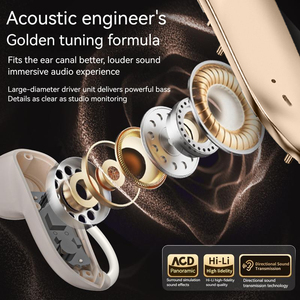 Écouteurs sans fil TWS BT 6.1 pour <span class=keywords><strong>interprétation</strong></span> <span class=keywords><strong>simultanée</strong></span>, étanches IPX5, couleur noir beige, avec matériaux de qualité aéronautique - Product Image 3