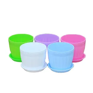 AAA359 Mini Candy Colors Wohnkultur Blumentopf Pflanzen Sukkulenten Runde Plastik topf Büro Schreibtisch Blumentöpfe Mit Trray