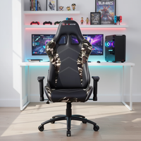 Chaise de jeu ergonomique moderne avec éclairage RGB, style course, en cuir PU, avec mécanisme d'inclinaison et base à cinq étoiles pour joueurs sur PC
