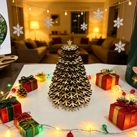 Ensemble de décorations de Noël en bois 3D personnalisées de luxe, kit de construction de modèle d'arbre 3D pour une décoration créative réutilisable