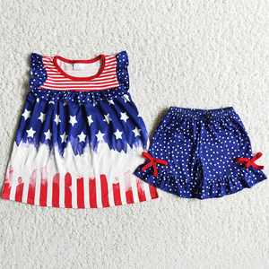 Tenues d'été 2 pièces assorties pour bébés garçons et filles, ensembles de boutique pour enfants, vente en gros, tenues du 4 juillet, vêtements pour enfants de haute qualité - Product Image 3