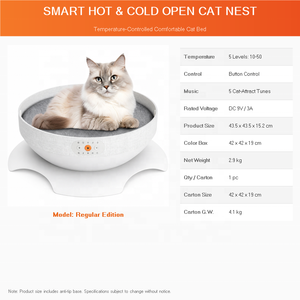 USMILEPET Lettino Intelligente per Gatti con Riscaldamento e Raffreddamento, Design Aperto, Temperatura Regolabile, Sensore a Infrarossi, Musica Naturale, Controllo tramite APP - Product Image 5