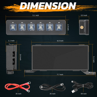 12 volts LED 6 gangs ambre rétro-éclairé avec longue durée de vie nouvelles voitures tout-terrain accessoires Auto