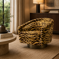 Fauteuil pivotant de luxe moderne à imprimé tigre, fauteuil d'appoint en forme de tonneau à motif animalier pour projets de villas et d'hôtels