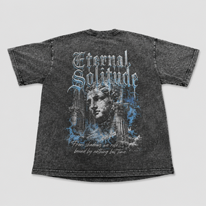 T-shirt court oversize noir délavé personnalisé, motif graphique vintage, coupe carrée, streetwear, logo personnalisé, étiquette personnalisée, pour homme - Product Image 2