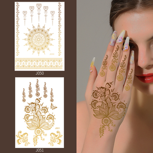 Adesivi personalizzati Gloden Henna henné Sexy carta <span class=keywords><strong>oro</strong></span> tatuaggio impermeabile 6 mesi donne Body Art tatuaggio temporaneo del tatuaggio adesivi - Product Image 6