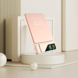 Batterie externe magnétique ultra-fine en alliage d'aluminium LF17 avec charge rapide 15W, 5000mAh/10000mAh, écran TFT et support intégré - Product Image 1