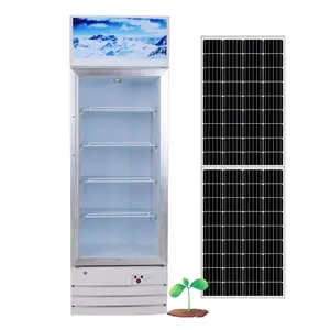 Refrigerador vertical de puerta de vidrio Solar, 188L