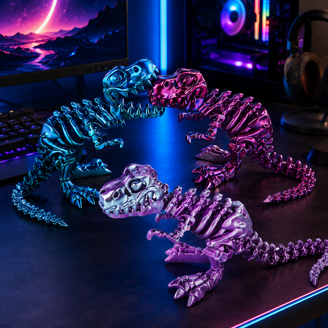 Creative 3D Printed T Rex Dinosaur Skeleton Ornament Figure Desk Decor Collectible Trendy Toy for Kids Gift 1/12 Scale