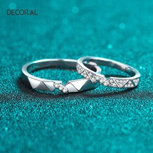커플의 약혼 반지 18K 화이트 골드 도금 925 스털링 실버 모이사나이트 보석 반지 남성과 여성 - Product Image 3