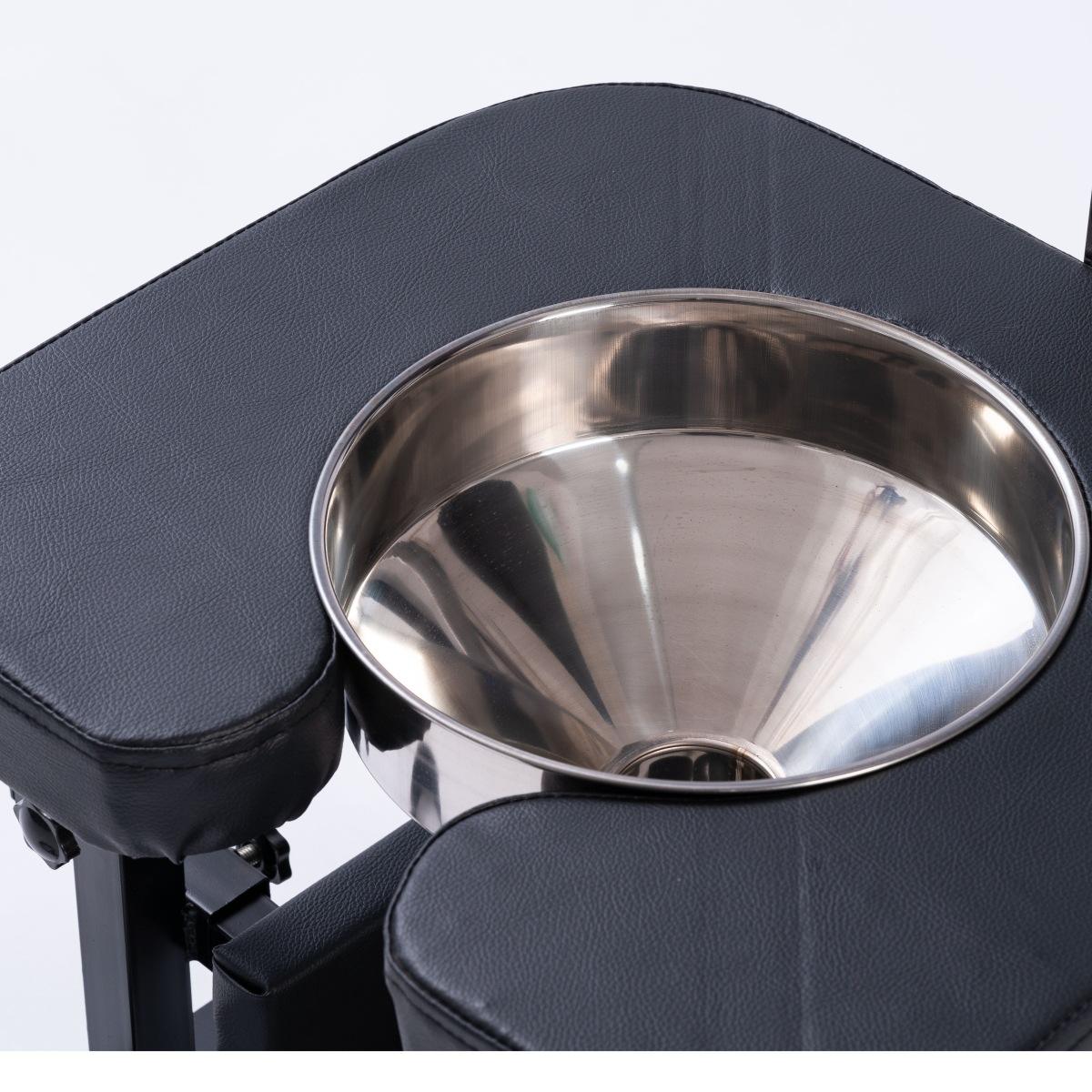 Silla de inodoro negro + embudo de acero inoxidable