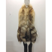 YR852A luxe véritable fourrure de renard roux châle peau entière couleur naturelle Cape d'hiver avec queues