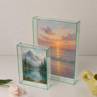 Boîte à Ombre en Acrylique Transparente 3D, Cadre de Présentation Profond avec Passe-Partout en Tissu de Lin, Vitrine Anti-Poussière Transparente pour Œuvres d'Art et Décoration Intérieure