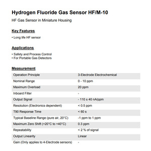 เซ็นเซอร์ตรวจจับก๊าซไฮโดรเจนฟลูออไรด์ Membrapor HF/M-10 ความแม่นยำสูง ตรวจจับก๊าซพิษได้ ตามมาตรฐาน RoHS - Product Image 2