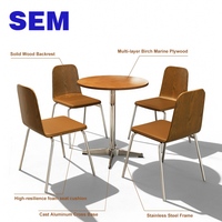 Ensemble table et chaises SEM style nordique moderne en bois, en contreplaqué marin, facile à nettoyer, idéal pour café, salon de thé, restaurant de desserts