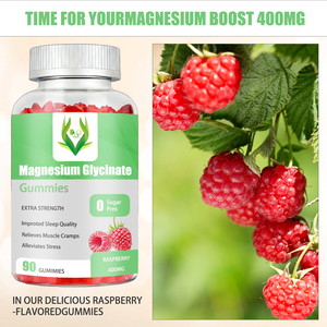 Private Label OEM/ODM Magnesium Glycinate Gummies Raspberry 0 Sugar Pres Improves Sleep Quality with Vitamin D - Product Image 4