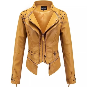 Veste de motard asymétrique cloutée en similicuir PU pour <span class=keywords><strong>femme</strong></span> Sehe Fashion - Product Image 3