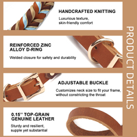 Collier et laisse pour chien en cuir de vachette véritable tressé à la main, réglables, modernes, élégants, de luxe, mains libres, en cuir souple, vente en gros