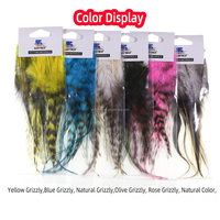 Sattelfedern aus Grizzly-Hahnenhaar, 14-16 cm, für Salzwasser-Streamer und Fliegenbindematerialien