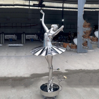 Sculpture de danseuse de ballet en acier inoxydable, statue pour école de danse, décoration extérieure pour jardin, exposition commerciale