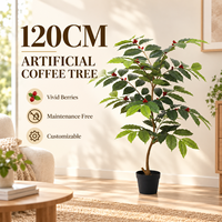 Café Artificiel avec Baies de Cerise Rouges, Ignifuge, Écologique, Anti-UV pour Hôtels, Bureaux, Décoration d'Anniversaire, Vente en Gros