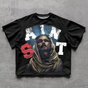 T-shirts décontractés d'été pour hommes avec imprimés graphiques et lettres, usine de vêtements, personnalisation disponible.F10 - Product Image 1