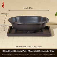 Pot de fleurs en résine, design minimaliste rustique et épuré, à trois pieds, en forme de lotus, bassin peu profond, contrôle des racines, grand format pour jardin et maison