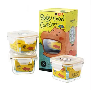 Food container products high borosilicate glass container safe for baby food storage 120ml rectangle shape