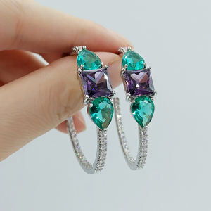 ต่างหู RAKOL รุ่น EP2996 ดีไซน์ใหม่ หรูหรา แฟชั่นสำหรับผู้หญิง ต่างหูเพชร CZ ขายส่ง ต่างหูห่วงประดับพลอยหลากสี รูปหัวใจ สำหรับเจ้าสาว งานแต่งงาน - Product Image 4