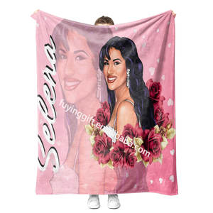 Manta de poliéster para sofá de sala de estar Selena Quintanilla personalizada a buen precio, manta cálida para cama para invierno - Product Image 1