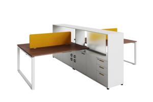Bureau modulaire convertible moderne 6 places, design en panneaux de bois pour poste de travail en coworking en espace ouvert, mobilier commercial - Product Image 2