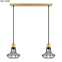 Lámpara Colgante LED Moderna de 220 Voltios para Bar o Cafetería 2022, Lámpara Colgante Moderna de Metal y Madera para Sala de Estar