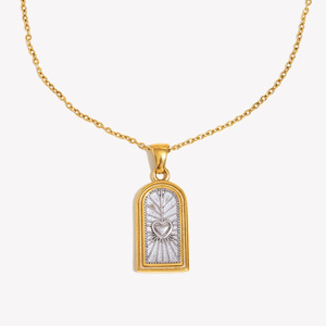 Collana YF8247 alla Moda, Elegante e <span class=keywords><strong>di</strong></span> Lusso con Ciondolo a Cuore e <span class=keywords><strong>Luna</strong></span>, Placcata in Oro 18K, Impermeabile in Acciaio Inossidabile - Product Image 6