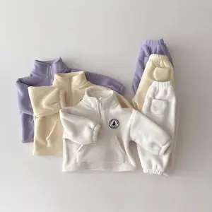 बच्चों के कपड़े कस्टम कॉटन बेबी गर्ल स्वीटशर्ट सूट कढ़ाई वाली हूडी सेट लड़कियों के कपड़े